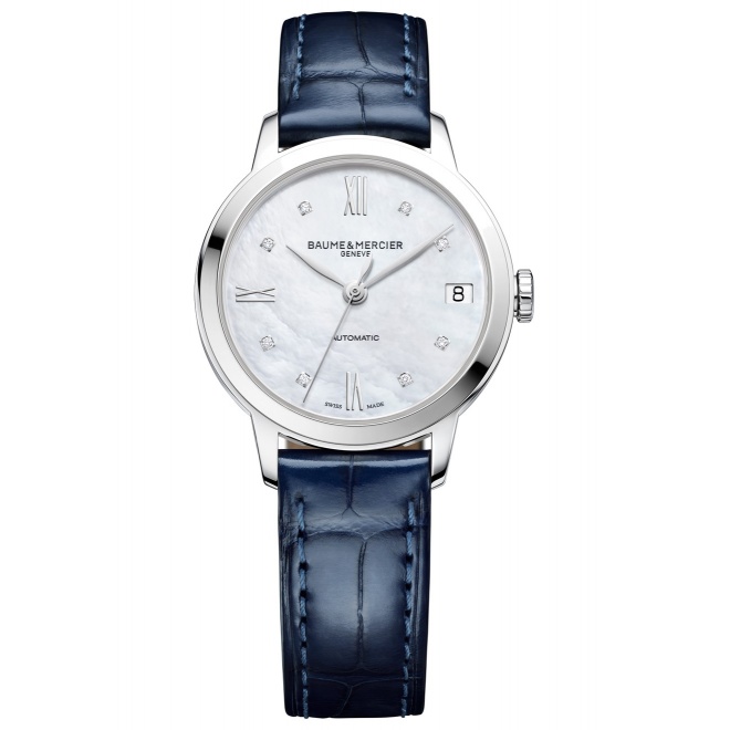 Baume & Mercier Classima ∅31 mm - 5 ATM, Esfera blanca, correa de aligátor con escamas cuadradas brillante - M0A10545