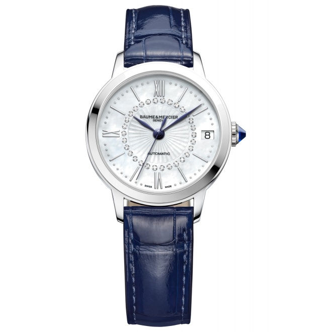 Baume & Mercier Classima ∅31 mm - 5 ATM, Esfera nácar blanco, correa de aligátor con escamas cuadradas brillante - M0A10806