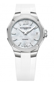 Baume & Mercier Riviera ∅33 mm - 5 ATM, Esfera nácar blanco, correa de caucho - M0A10837