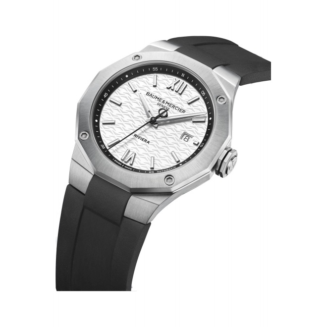 Baume & Mercier Riviera ∅42 mm - 10 ATM, Esfera gris, correa de caucho - M0A10866