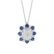 Colgante Rosetón de oro blanco de 18 Kt con zafiro azul de 1,26 ct y diamantes de 1,24 ct