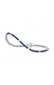 Pulsera Rivière de oro blanco de 18 Kt con zafiro azul de 2,05 ct y diamantes de 0,26 ct