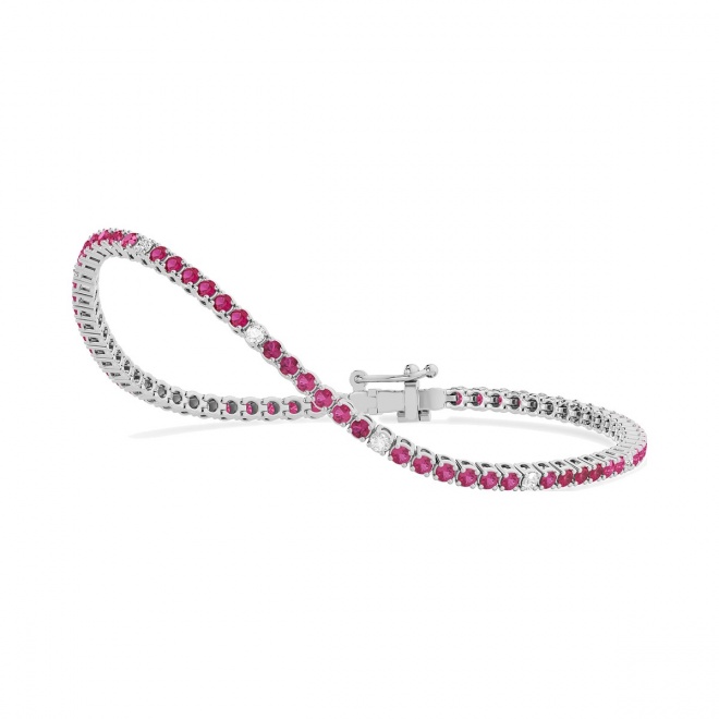 Pulsera Rivière de oro blanco de 18 Kt con rubí de 2,05 ct y diamantes de 0,26 ct