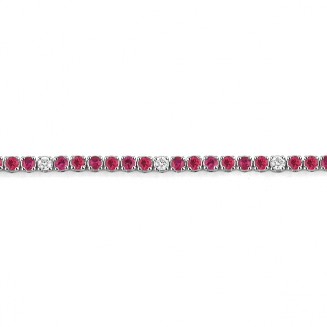 Pulsera Rivière de oro blanco de 18 Kt con rubí de 2,05 ct y diamantes de 0,26 ct