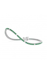 Pulsera Rivière de oro blanco de 18 Kt con esmeralda de 1,73 ct y diamantes de 0,26 ct