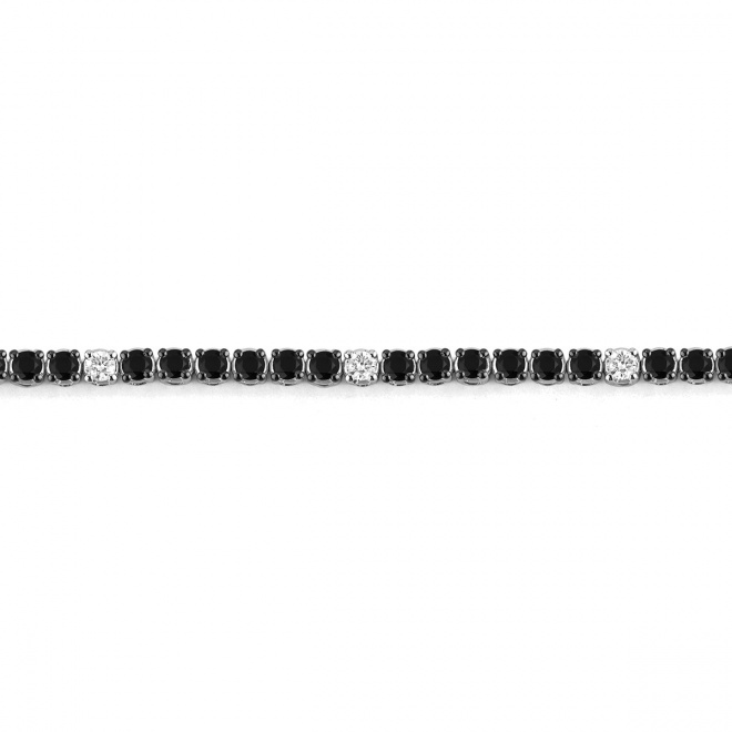 Pulsera Rivière de oro blanco de 18 Kt con diamantes negros de 2,40 ct
