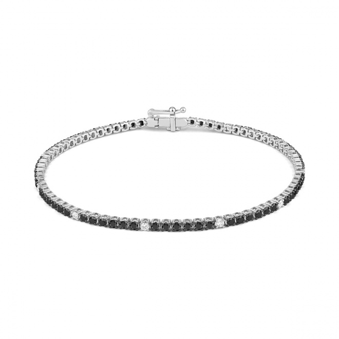 Pulsera Rivière de oro blanco de 18 Kt con diamantes negros de 2,40 ct