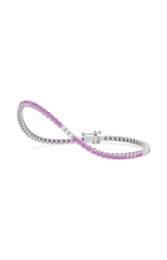 Pulsera Rivière de oro blanco de 18 Kt con zafiro rosa de 2,00 ct y diamantes de 0,32 ct