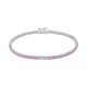 Pulsera Rivière de oro blanco de 18 Kt con zafiro rosa de 2,00 ct y diamantes de 0,32 ct
