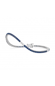 Pulsera Rivière de oro blanco de 18 Kt con zafiro azul de 2,00 ct y diamantes de 0,32 ct