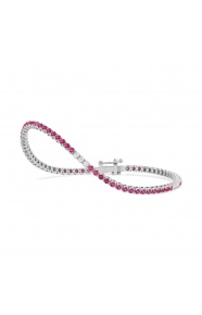 Pulsera Rivière de oro blanco de 18 Kt con rubí de 2,00 ct y diamantes de 0,32 ct