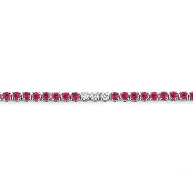 Pulsera Rivière de oro blanco de 18 Kt con rubí de 2,00 ct y diamantes de 0,32 ct