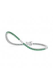 Pulsera Rivière de oro blanco de 18 Kt con esmeralda de 1,68 ct y diamantes de 0,32 ct