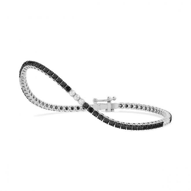Pulsera Rivière de oro blanco de 18 Kt con diamantes negros de 2,40 ct