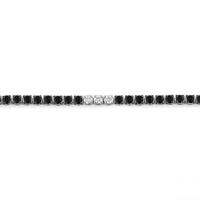 Pulsera Rivière de oro blanco de 18 Kt con diamantes negros de 2,40 ct