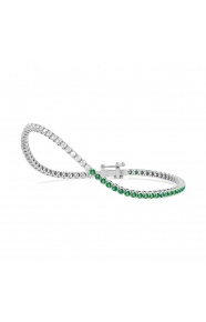 Pulsera Rivière de oro blanco de 18 Kt con esmeralda de 1,00 ct y diamantes de 0,99 ct