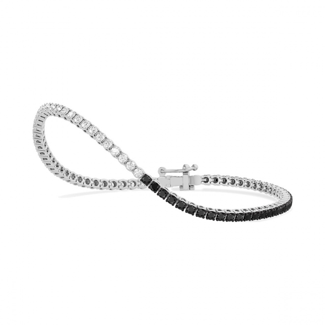 Pulsera Rivière de oro blanco de 18 Kt con diamantes negros de 2,25 ct