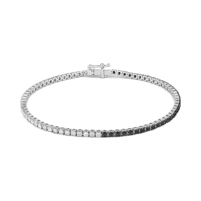 Pulsera Rivière de oro blanco de 18 Kt con diamantes negros de 2,25 ct
