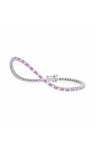 Pulsera Rivière de oro blanco de 18 Kt con zafiro rosa de 1,20 ct y diamantes de 0,99 ct
