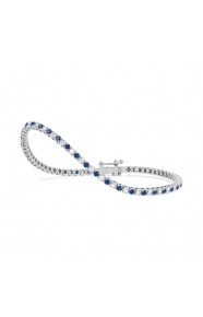 Pulsera Rivière de oro blanco de 18 Kt con zafiro azul de 1,20 ct y diamantes de 0,99 ct