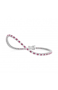 Pulsera Rivière de oro blanco de 18 Kt con rubí de 1,20 ct y diamantes de 0,99 ct