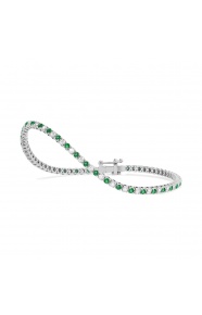 Pulsera Rivière de oro blanco de 18 Kt con esmeralda de 1,00 ct y diamantes de 0,99 ct
