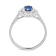 Anillo de oro blanco de 18 Kt con zafiro azul y diamantes