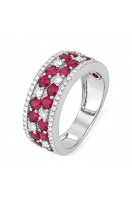 Anillo de oro blanco de 18 Kt con rubí de 1,75 ct y diamantes de 0,68 ct