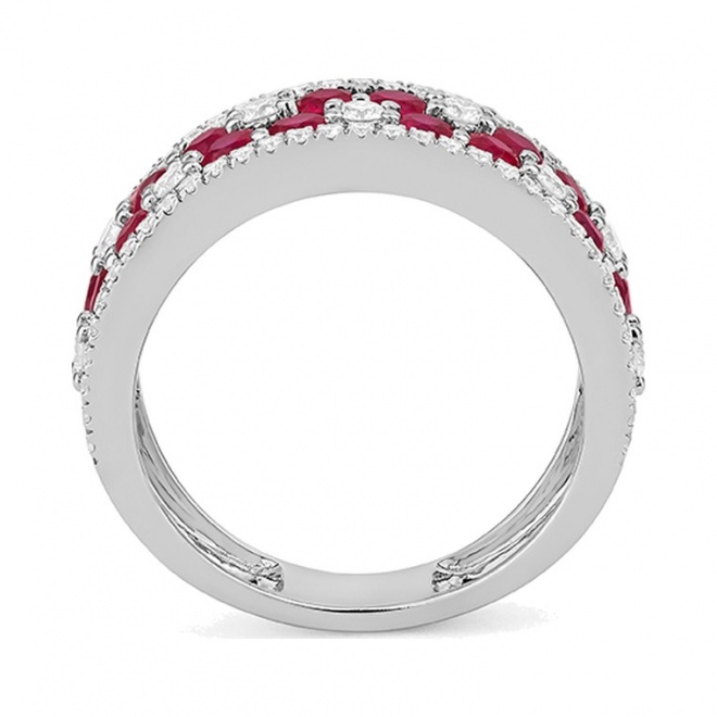 Anillo de oro blanco de 18 Kt con rubí de 1,75 ct y diamantes de 0,68 ct