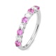Anillo Media alianza de oro blanco de 18 Kt con zafiro rosa de 0,53 ct y diamantes de 0,38 ct