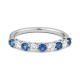 Anillo Media alianza de oro blanco de 18 Kt con zafiro azul de 0,53 ct y diamantes de 0,38 ct