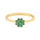 Anillo Rosetón de oro amarillo de 18 Kt con esmeraldas de 0,29 ct