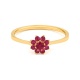 Anillo Rosetón de oro amarillo de 18 Kt con rubíes de 0,38 ct