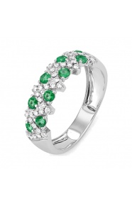 Anillo de oro blanco de 18 Kt con esmeralda de 0,40 ct y diamantes de 0,25 ct