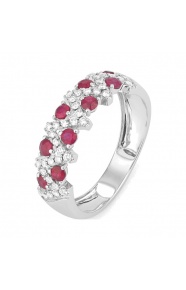 Anillo de oro blanco de 18 Kt con rubí de 0,47 ct y diamantes de 0,25 ct