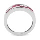 Anillo Media alianza de oro blanco de 18 Kt con rubí de 1,10 ct y diamantes de 0,75 ct