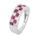 Anillo Media alianza de oro blanco de 18 Kt con zafiro de 1,00 ct y diamantes de 0,75 ct