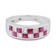 Anillo Media alianza de oro blanco de 18 Kt con zafiro de 1,00 ct y diamantes de 0,75 ct