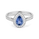 Anillo de oro blanco de 18 Kt con zafiro azul y diamantes