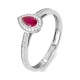 Anillo de oro blanco de 18 Kt con rubí y diamantes