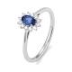 Anillo de oro blanco de 18 Kt con zafiro azul y diamantes