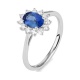 Anillo de oro blanco de 18 Kt con zafiro azul y diamantes
