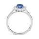 Anillo de oro blanco de 18 Kt con zafiro azul y diamantes