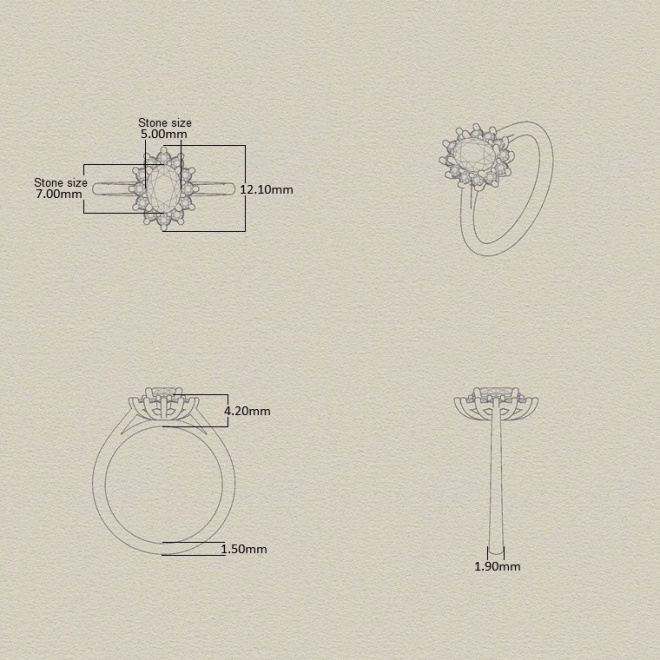 Anillo de oro blanco de 18 Kt con zafiro azul y diamantes