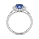 Anillo de oro blanco de 18 Kt con zafiro azul y diamantes