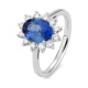 Anillo de oro blanco de 18 Kt con zafiro azul y diamantes