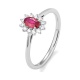 Anillo de oro blanco de 18 Kt con rubí y diamantes