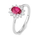 Anillo de oro blanco de 18 Kt con rubí y diamantes