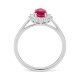 Anillo de oro blanco de 18 Kt con rubí y diamantes