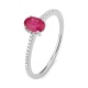 Anillo de oro blanco de 18 Kt con rubí y diamantes de 0,07 ct